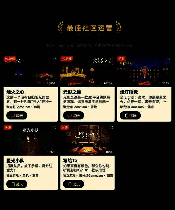 多款获奖游戏LOGO在屏幕上依次点亮,象征独立游戏生态的繁荣