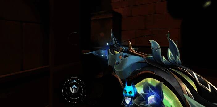 判官在暗处开火的场景,枪口火焰微弱,角色藏身于阴影中,突显隐蔽性