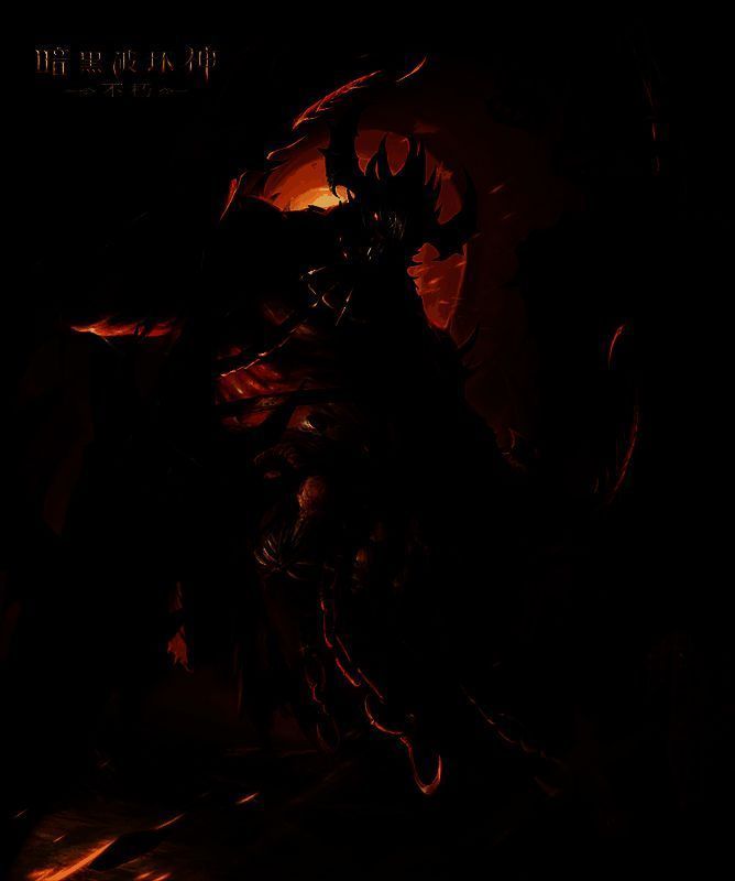 熔火者·穆尔盖斯在火山口挥舞熔岩触手,岩浆四溅,背景烈焰冲天,极具视觉冲击力