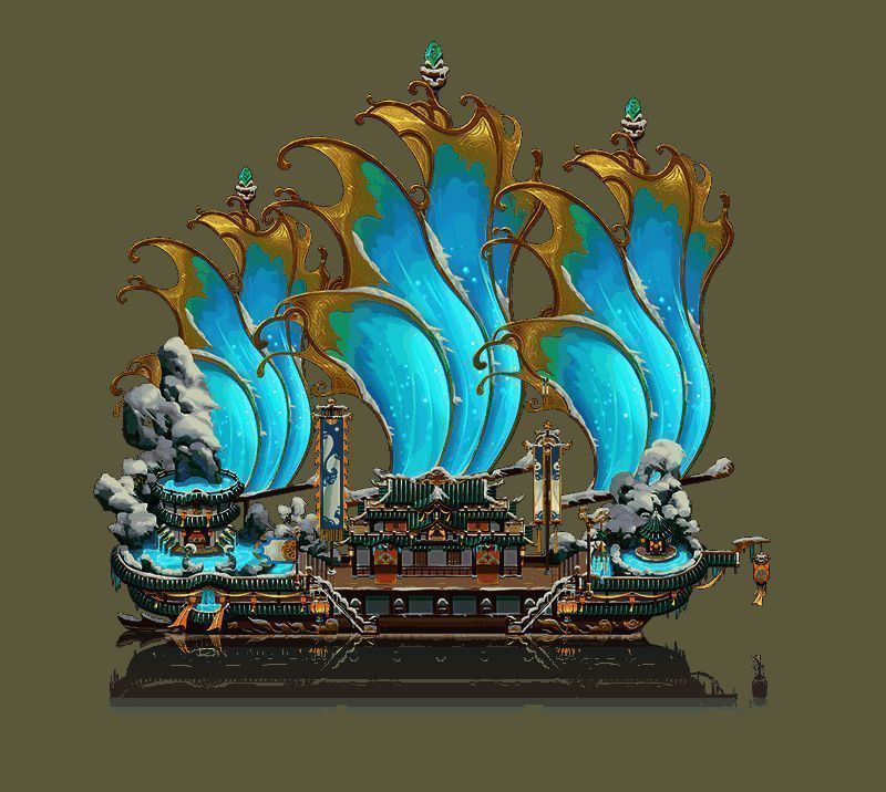 商会后山场景概念图,林木葱郁,玩家角色正在合作砍树,背景可见科技树界面与建造进度条