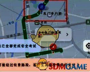 滴滴出行路线预览图显示已添加途经点,地图上标有‘途’字图标