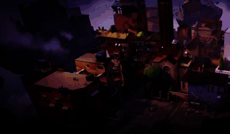 森寒冬港战斗场景,角色使用飞索从高台跃下,周围积雪覆盖,环境细节丰富