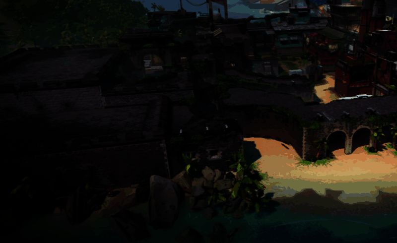 霓虹町夜景战斗画面,霓虹灯光闪烁,角色在集装箱间穿梭交火