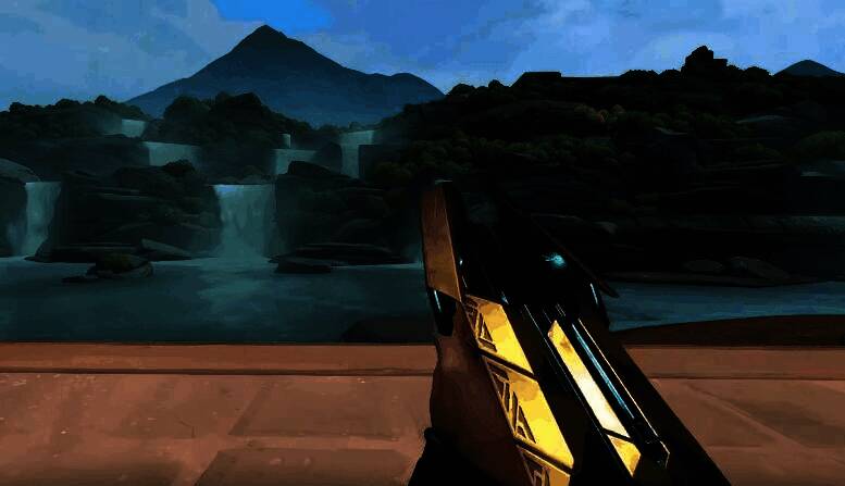 玩家手持獠犬在地图中行进的实战场景,枪口火光闪烁,背景为夜战模式下的城市废墟