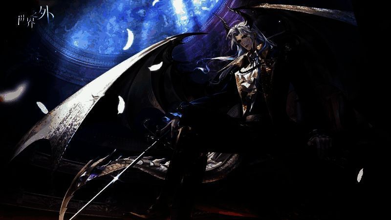 夏萧因坐于巨大齿轮与琴弦交织的王座上,冷眼俯视闯入者,背景是错乱的昼夜交替景象