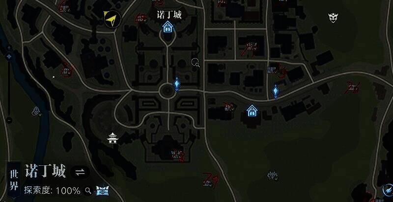 蓝银平原夜景图,三处篝火呈三角分布,古树根部显现密室入口,散发神秘光芒