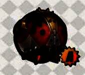 好斗的阿炮音擎展示图,红色机械风格设计,带有拳套造型,突出攻击增益特效