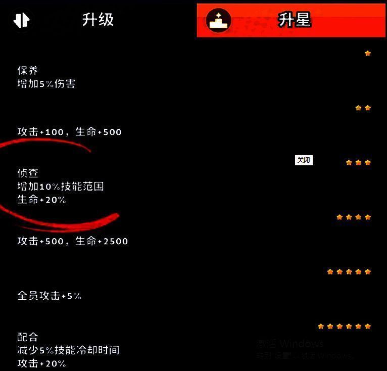 约翰技能树界面展示,清晰标注三个阶段技能:保养、侦查、配合,附带属性加成数值说明