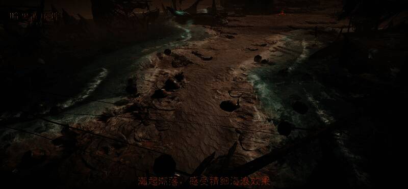 角色站在瀑布前,水流从高处倾泻而下,水面波纹清晰可见,光影折射效果逼真