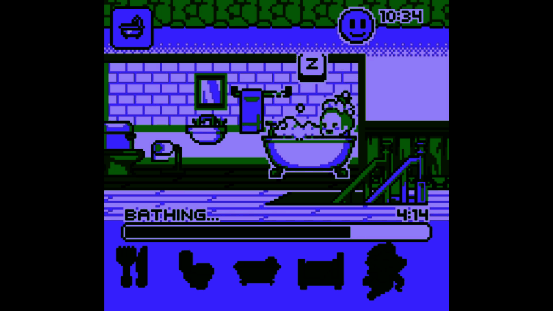 游戏桌面挂件模式展示,勇者女儿在屏幕角落打盹,头顶冒出小爱心