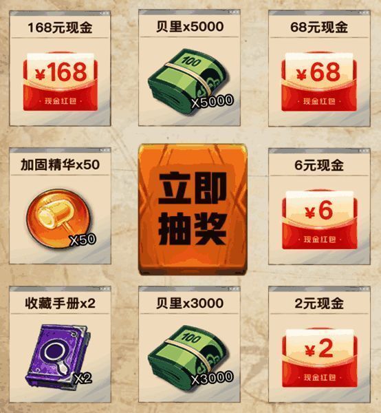 抽奖界面展示,转盘上标有‘168元红包’‘限定皮肤’‘体力药水’等奖项,视觉冲击力强