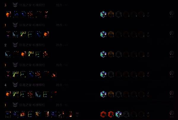 玩家战绩展示界面,多局比赛均使用六龙泰拉阵容,战绩序列21121231214,胜率极高