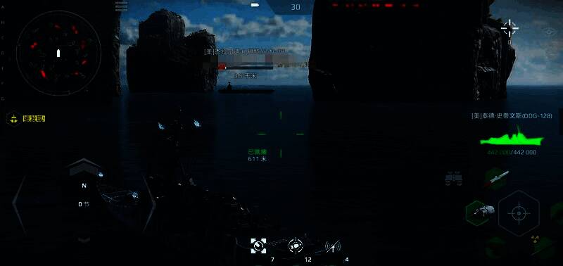 玩家操作界面显示刻赤号导弹瞄准过程,正在进行手动预判射击