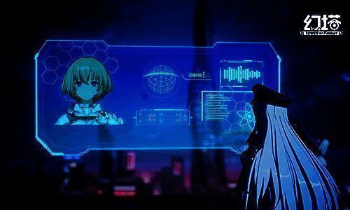 游戏剧情过场画面,角色在数据流与风暴交织的空间中对峙神秘敌人,光影效果极具张力