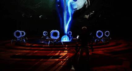 角色在想象次元中击败怪物,地面掉落发光的能量球,头顶显示能量条正在填充