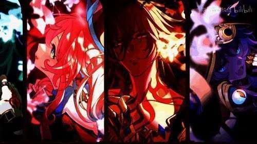 神秘女子侧身站立于废墟之上，银发飘扬，面容与爱莉希雅高度相似，眼神充满诗意与哀伤