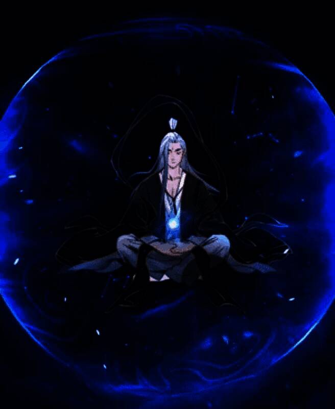 修士在逆尘珠构建的秘境中闭目修炼,四周星河流转,时间飞逝,灵气汇聚成漩涡