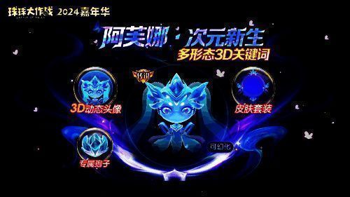 阿芙娜3D角色展示,身披冰晶战甲,周身环绕蓝色光效,形态可切换