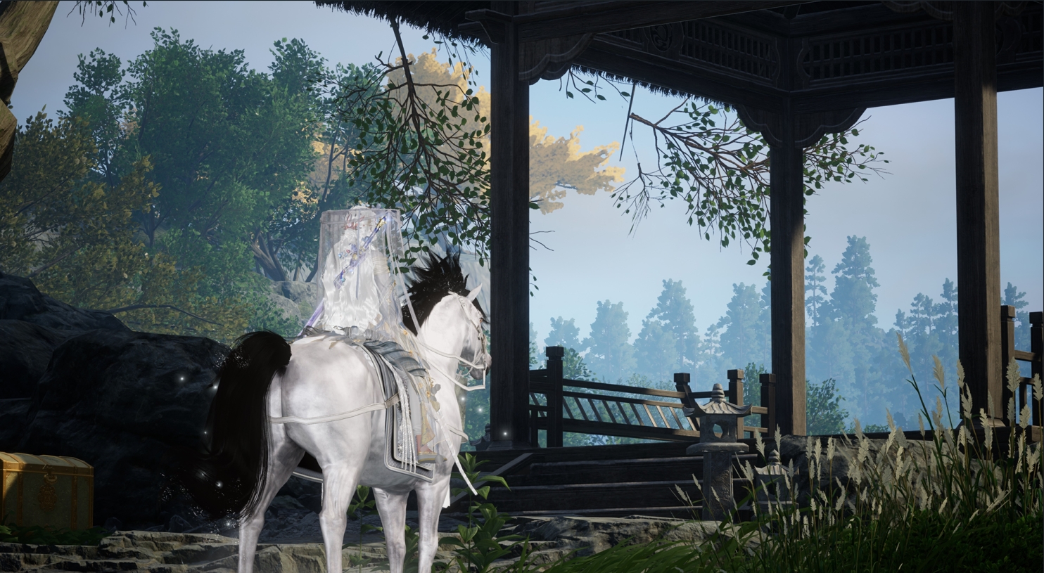 五款新坐骑横向展示图：从左至右依次为凤头骢（赤羽金鬃）、好头赤（枣红健硕）、锦膊骢（黑白斑纹）、照夜玉狮子（纯白带银鬃）、中都骏马（棕褐矫健），每匹均配有动态旋转展示与名称标注